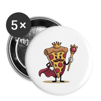 Witziges Pizza Cartoon Pizzastück Design - Buttons klein 25 mm (5er Pack) - Weiß - Vorne