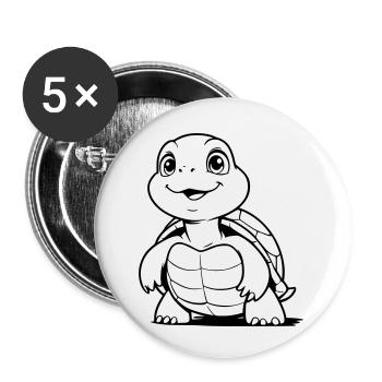 Niedliche Schildkroete als Vektorgrafik - Buttons klein 25 mm (5er Pack) - Weiß - Vorne