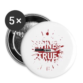 Dogs, Wine & True Crime – Funny Design - Buttons small 1''/25 mm (5-pack) - white - Front