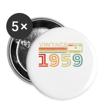 1959 Vintage Retro Birthday Gift - Buttons small 1''/25 mm (5-pack) - white - Front