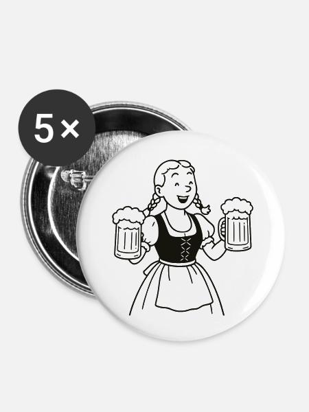 Bier mädchen - Buttons klein 25 mm (5er Pack) - Weiß