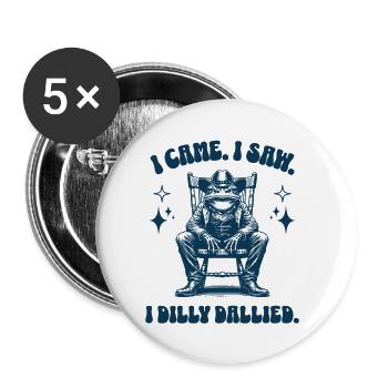 Ich kam Ich sah ich Dilly Dallied Cool Frog Cowboy - Buttons klein 25 mm (5er Pack) - Weiß - Vorne