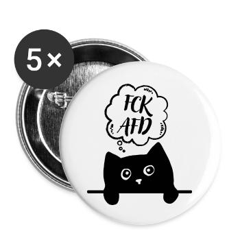 Süße Katze FCK AFD Linke Politik 161 Antifa - Buttons klein 25 mm (5er Pack) - Weiß - Vorne