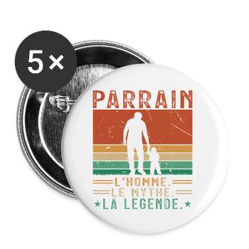 Godfather, man, myth, legend - Buttons small 1''/25 mm (5-pack) - white - Front