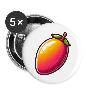 Mango große Früchte - Buttons klein 25 mm (5er Pack) - Weiß - Vorne