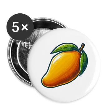 Mango, exotische Früchte - Buttons klein 25 mm (5er Pack) - Weiß - Vorne