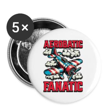 Pilote de voltige Voltige Fanatique Amateur d’avion - Lot de 5 petits badges (25 mm) - blanc - Devant