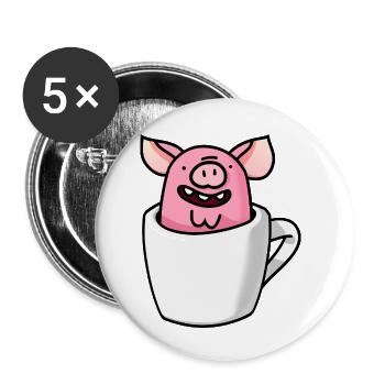 Coupe Cochon - Lot de 5 petits badges (25 mm) - blanc - Devant
