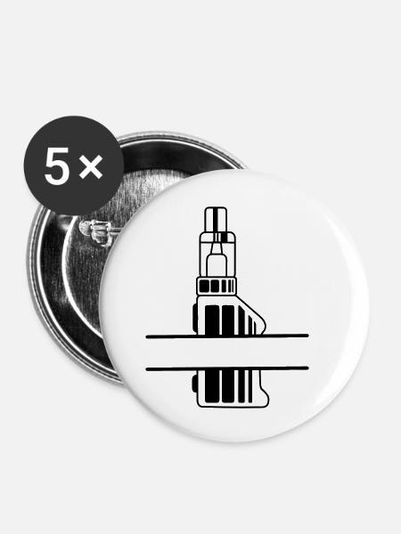 Vape-Silhouette mit Textfeld - Buttons klein 25 mm (5er Pack) - Weiß