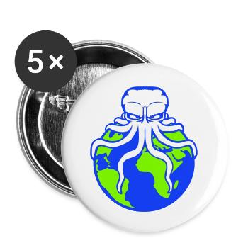 Octopus Attacks Earth Giant Alien Monster Cool - Buttons small 1''/25 mm (5-pack) - white - Front