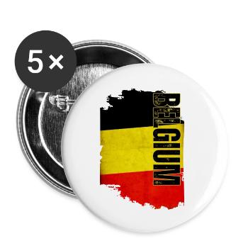 Drapeau vertical de la Belgique, fierté belge - Lot de 5 petits badges (25 mm) - blanc - Devant