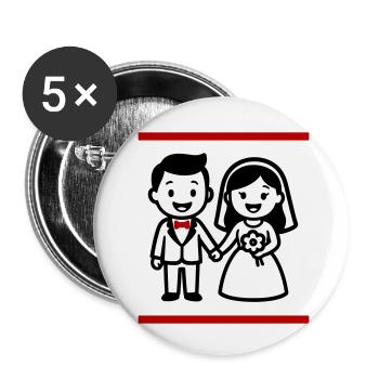 Ehepaar Hochzeit - Buttons klein 25 mm (5er Pack) - Weiß - Vorne
