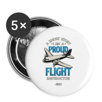 Flight Instructor A Short Story Flight Trainer - Buttons small 1''/25 mm (5-pack) - white - Front