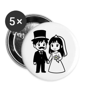 Brautpaar Ehepaar Anime - Buttons klein 25 mm (5er Pack) - Weiß - Vorne