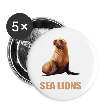 Sea Lions Sea Lion - Buttons small 1''/25 mm (5-pack) - white - Front