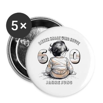 KIND GEBURTSTAG KNABE - Buttons klein 25 mm (5er Pack) - Weiß - Vorne