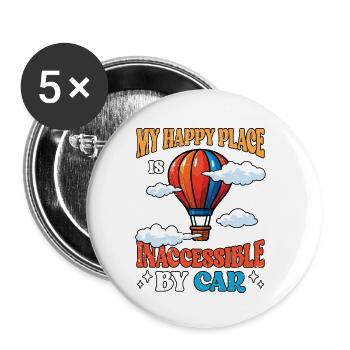 Hot Air Ballooning My Happy Place Balloon Aircraft - Buttons small 1''/25 mm (5-pack) - white - Front