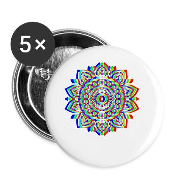 Glitch Mandala – Spirit Design - Buttons klein 25 mm (5er Pack) - Weiß - Vorne