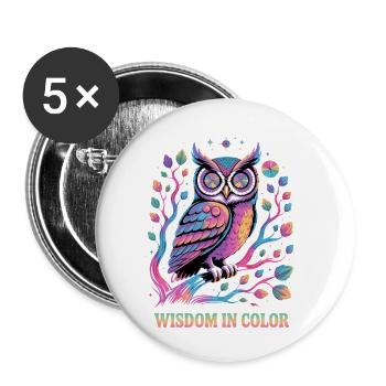 Vibrant Owl Wisdom in Color Design - Buttons small 1''/25 mm (5-pack) - white - Front