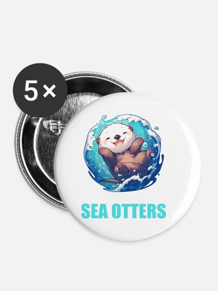 Seeotter - Buttons klein 25 mm (5er Pack) - Weiß