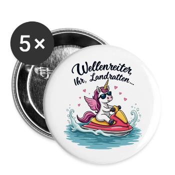 Licorne Cool Jet Ski - Lot de 5 petits badges (25 mm) - blanc - Devant