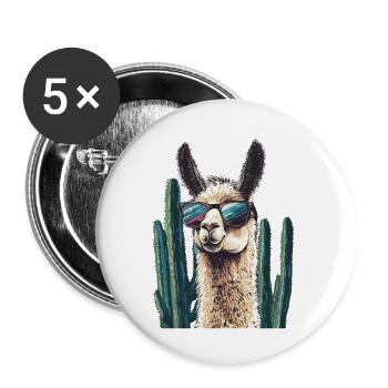 Lustiges Lama Alpaka Llama Tier Geschenk - Buttons klein 25 mm (5er Pack) - Weiß - Vorne