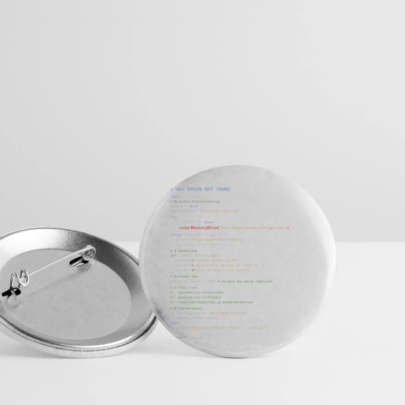 404 Brain Not Found Python Code Buttons small 1''/25 mm (5-pack)