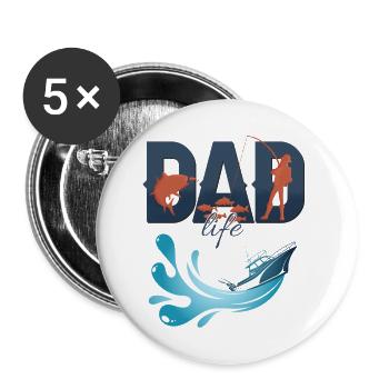 Dad Life Fishing Tee Perfect for Fisherman Dads - Buttons small 1''/25 mm (5-pack) - white - Front