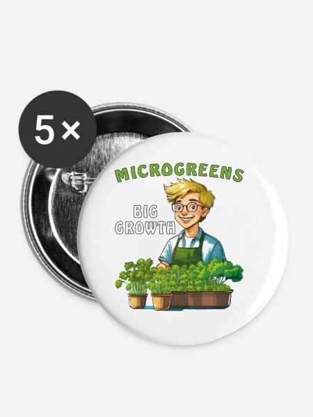 MICROGREENS BIG GROWTH - Buttons klein 25 mm (5er Pack) - Weiß