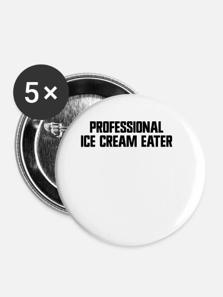 Professionelles Eisesser-Eis - Buttons klein 25 mm (5er Pack) - Weiß