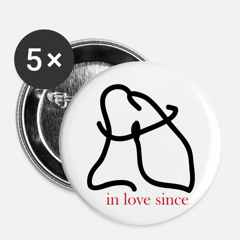 Amoureux - Lot de 5 petits badges (25 mm) - blanc