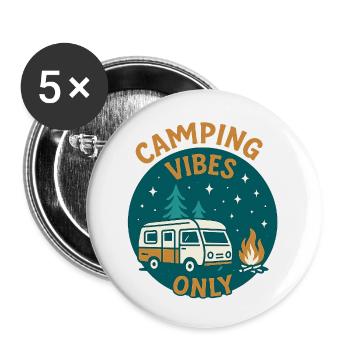 Camping Vibes Only - Freizeit Design - Buttons klein 25 mm (5er Pack) - Weiß - Vorne