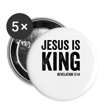 Jesus ist König Offenbarung 17:14 Christlicher Gla - Buttons klein 25 mm (5er Pack) - Weiß - Vorne