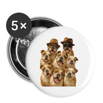 Bulldogge - Buttons klein 25 mm (5er Pack) - Weiß - Vorne