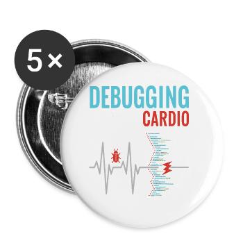 Debugging ist mein Cardio - Programmierer Nerd - Buttons klein 25 mm (5er Pack) - Weiß - Vorne