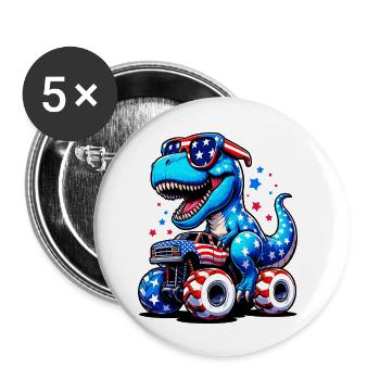 SSW24-T Rex Riding Monster Truck 3 - Buttons small 1''/25 mm (5-pack) - white - Front