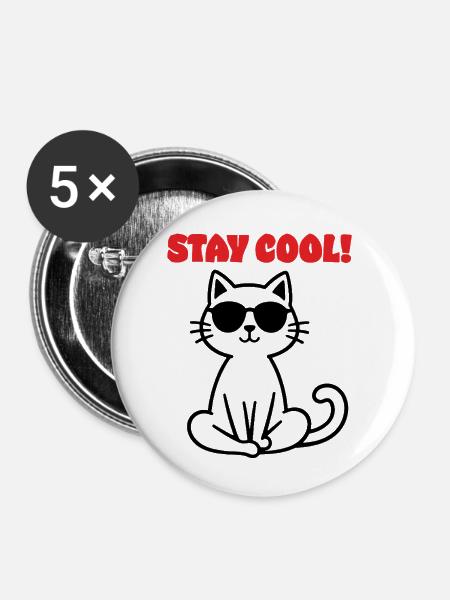 Stay Cool - Buttons klein 25 mm (5er Pack) - Weiß