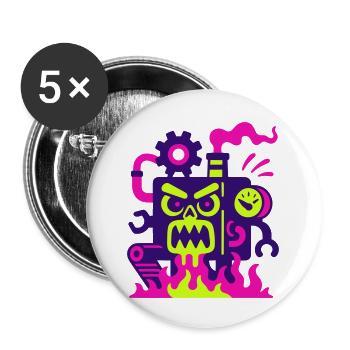 Monster Machine on Fire - Buttons klein 25 mm (5er Pack) - Weiß - Vorne