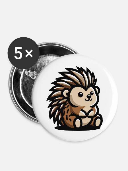 Igel stachelige Flauschigkeit - Buttons klein 25 mm (5er Pack) - Weiß