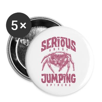 Sérieux au sujet des araignées sauteuses Propriétaire d’une araignée de compagnie - Lot de 5 petits badges (25 mm) - blanc - Devant
