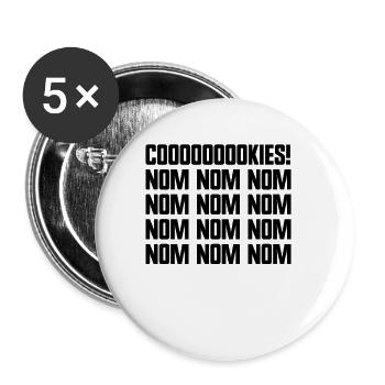 Kekse Nom Nom Nom Keksesser Keks - Buttons klein 25 mm (5er Pack) - Weiß - Vorne