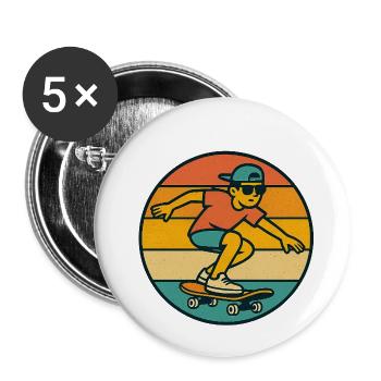Ride the Retro – Skater Vibes - Buttons klein 25 mm (5er Pack) - Weiß - Vorne