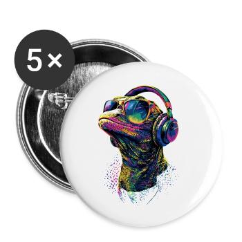 Lézard varan, reptile, dragon de Komodo, varan bagué, lézard - Lot de 5 petits badges (25 mm) - blanc - Devant