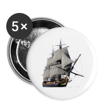 Sailing ship - Buttons small 1''/25 mm (5-pack) - white - Front