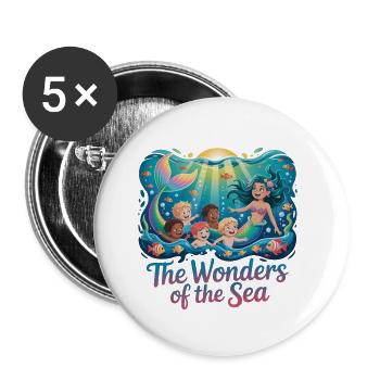 MERVEILLES DE LA MER - Lot de 5 petits badges (25 mm) - blanc - Devant