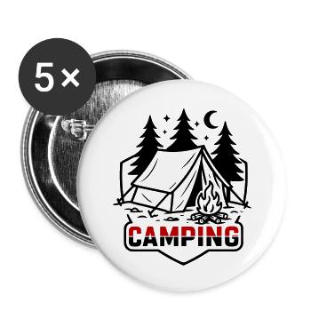 Tente de camping Nature - Lot de 5 petits badges (25 mm) - blanc - Devant