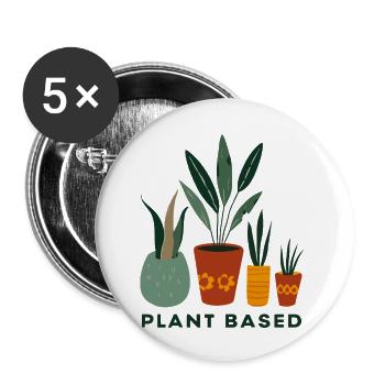 Pots Amis à base de plantes - Lot de 5 petits badges (25 mm) - blanc - Devant