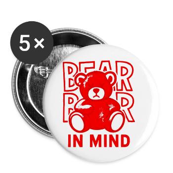 Bear in Mind – Roter Teddy Bär Shirt Statement Red - Buttons klein 25 mm (5er Pack) - Weiß - Vorne