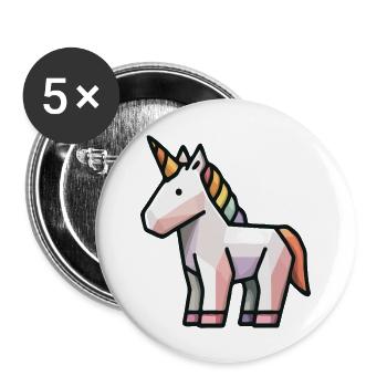Geometrisches Einhorn – Low Poly Fantasy Tierkunst - Buttons klein 25 mm (5er Pack) - Weiß - Vorne