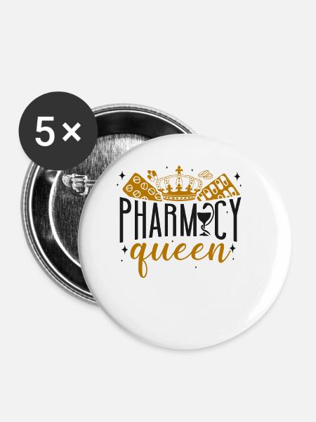Pharmacy Tech Technician - Buttons klein 25 mm (5er Pack) - Weiß